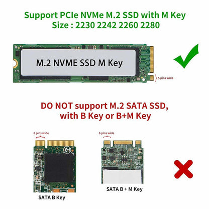 UPTab USB-C 3.2 Gen 2 to M.2 PCI Express (PCIe) NVMe SSD  (10Gbps) Thunderbolt 3 Compatible -  NVME compatibility