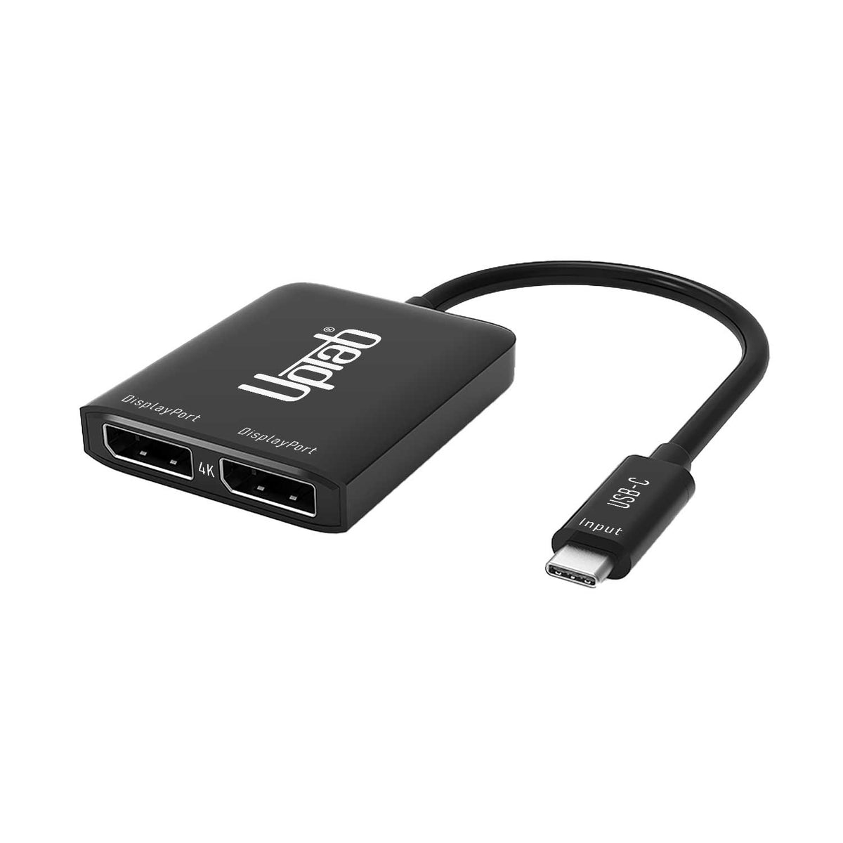 High-performance UPTab USB-C to Dual DisplayPort 8K Adapter – Enables dual 8K@60Hz displays with plug-and-play functionality for laptops and desktops.